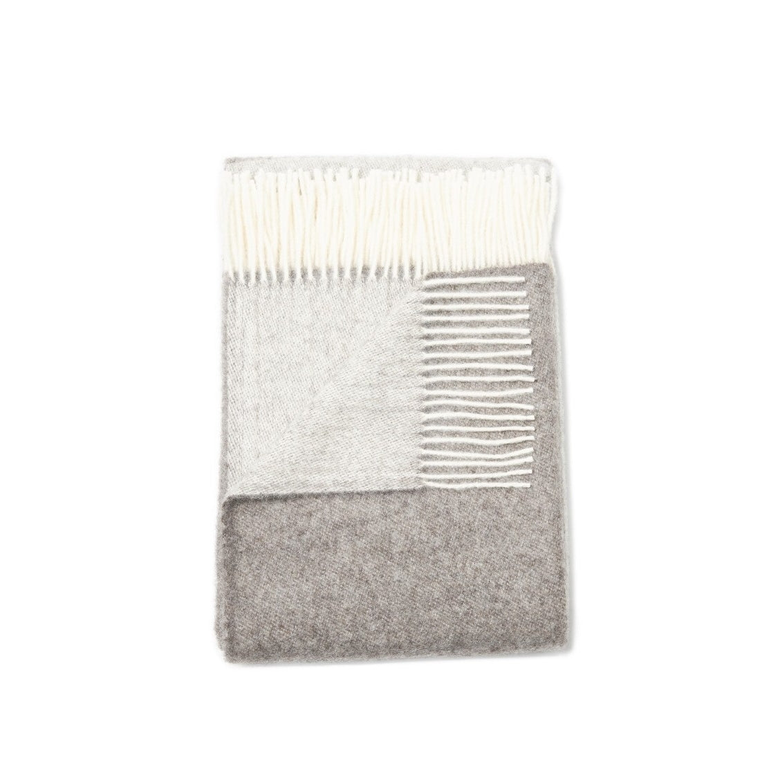 Natural Scandinavian Gotland Wool Throw Blanket - Grey and Light Grey - Broxle