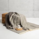Natural Scandinavian Gotland Wool Throw Blanket - Grey and Light Grey - Broxle
