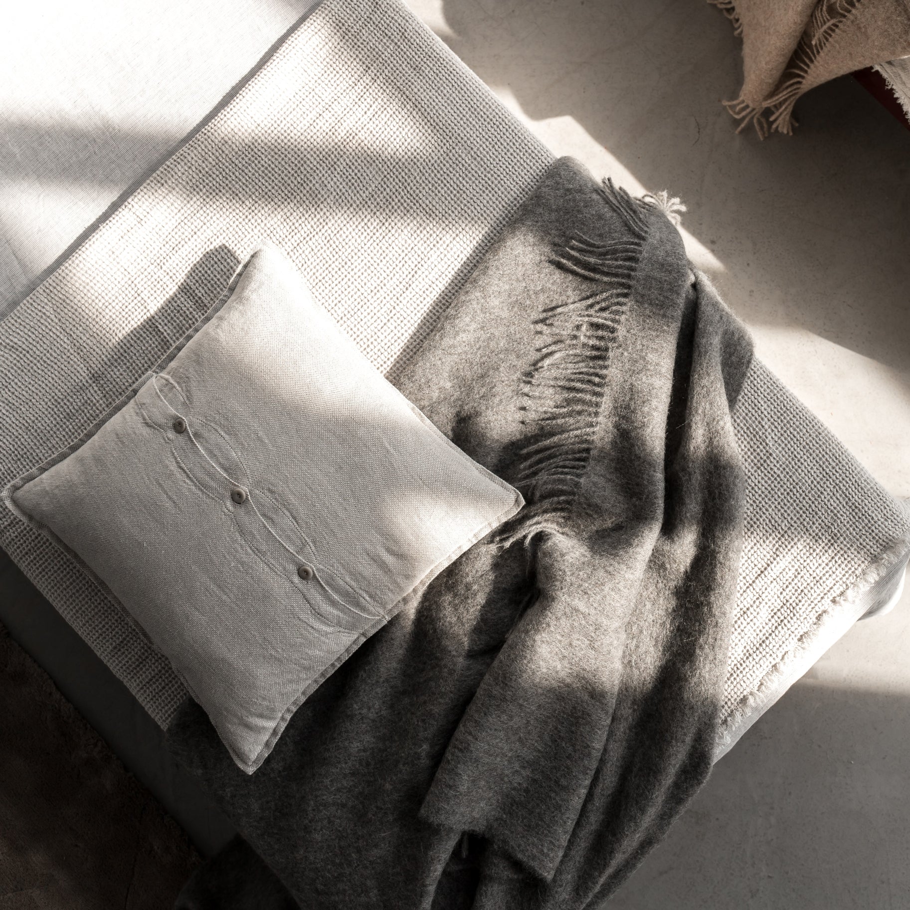 Natural Scandinavian Gotland Wool Throw Blanket - Grey - Broxle
