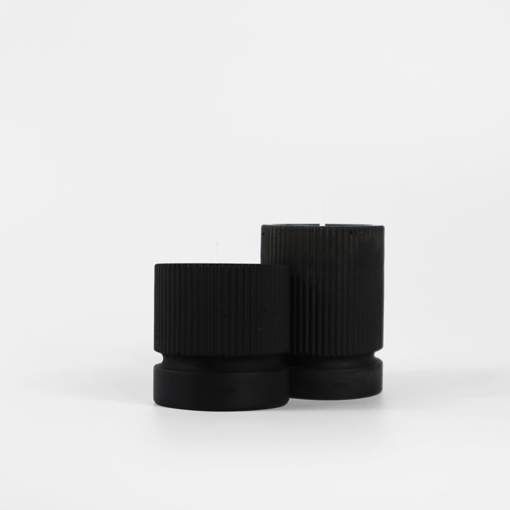 Teneo Pillar Concrete Tea Light Set - Charcoal - Broxle