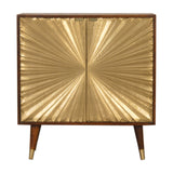 Malani Cabinet, Solid Chestnut & Gold Brass Inlay