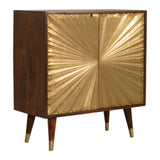 Malani Cabinet, Solid Chestnut & Gold Brass Inlay