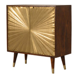 Malani Cabinet, Solid Chestnut & Gold Brass Inlay