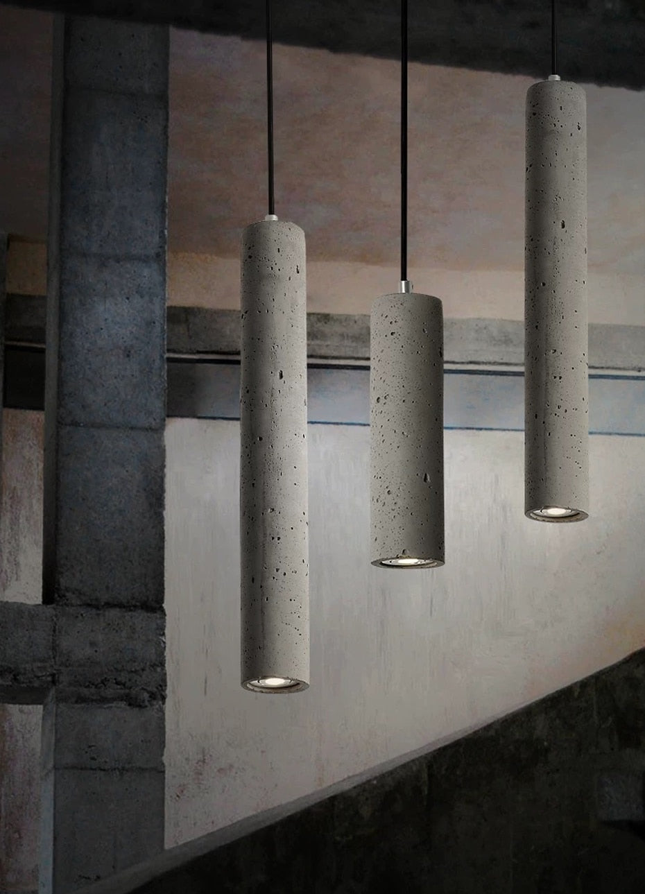 Solon - Engraved Retro Hanging Cement Pendant Light - Broxle