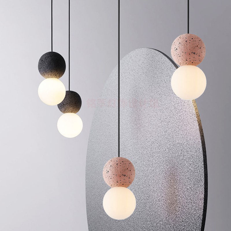 Eva - Modern Cement Glass Stone Pendant Lights - Broxle