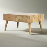 Colette Coffee Table, Oak & Brass Inlay - Broxle