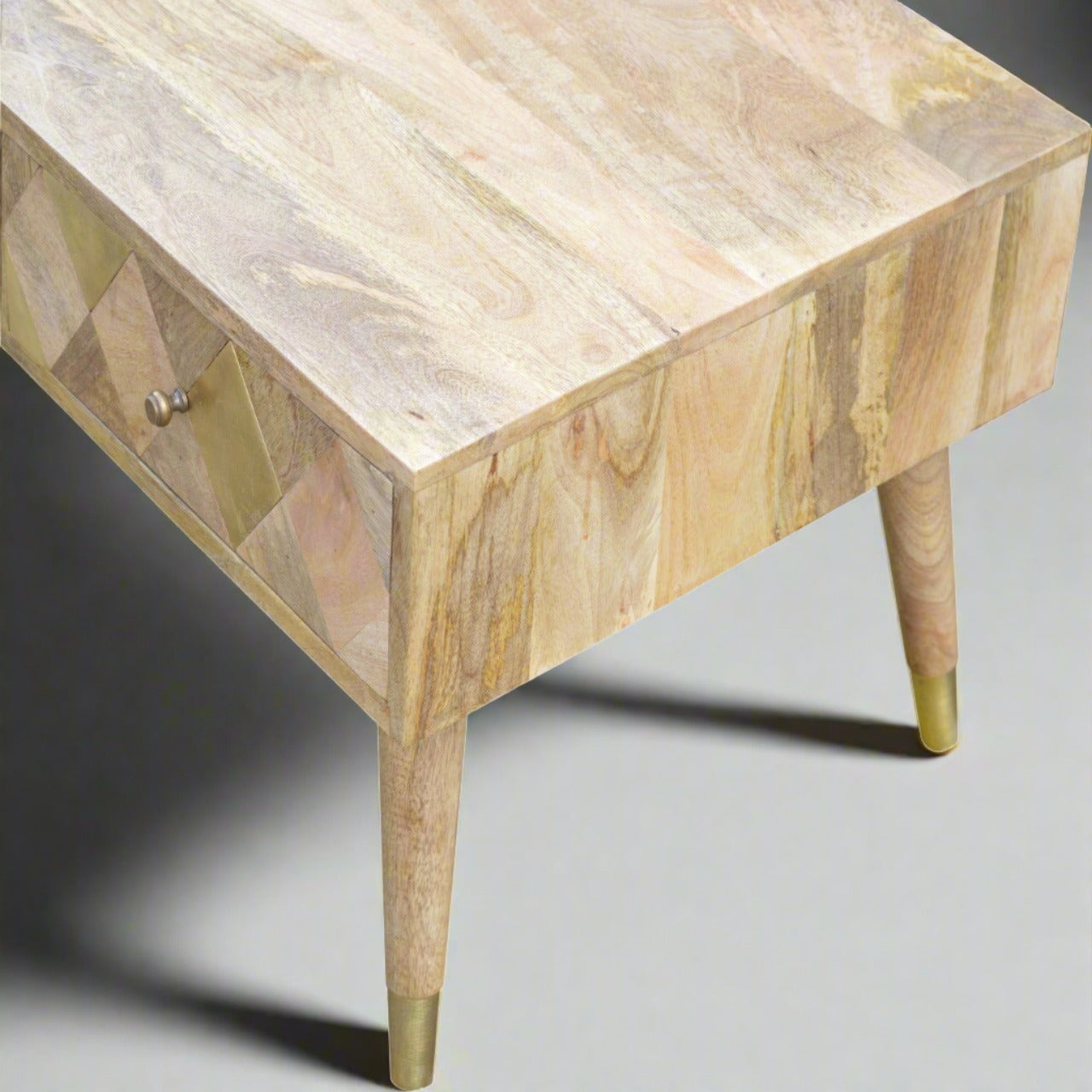 Colette Coffee Table, Oak & Brass Inlay - Broxle