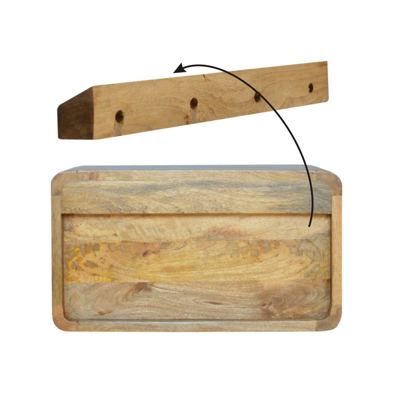 Apsel Wall Mounted Bedside Table, Curved Oak - Broxle
