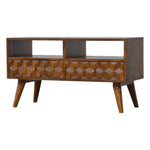 Kenzo TV Unit, Carved Cube Chestnut - Broxle
