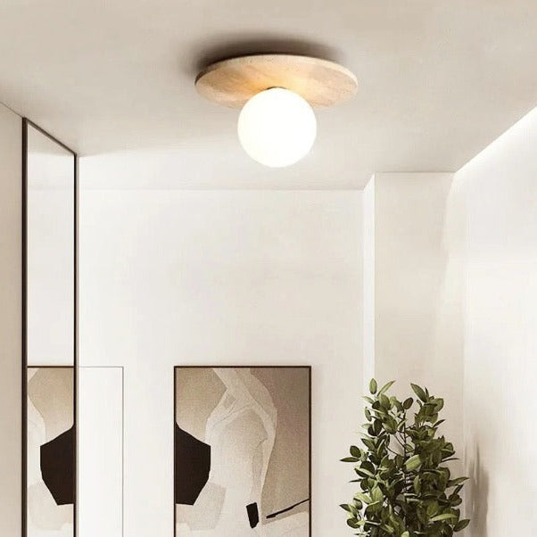 Kivi - Organic Travertine Minimalist Ceiling Light