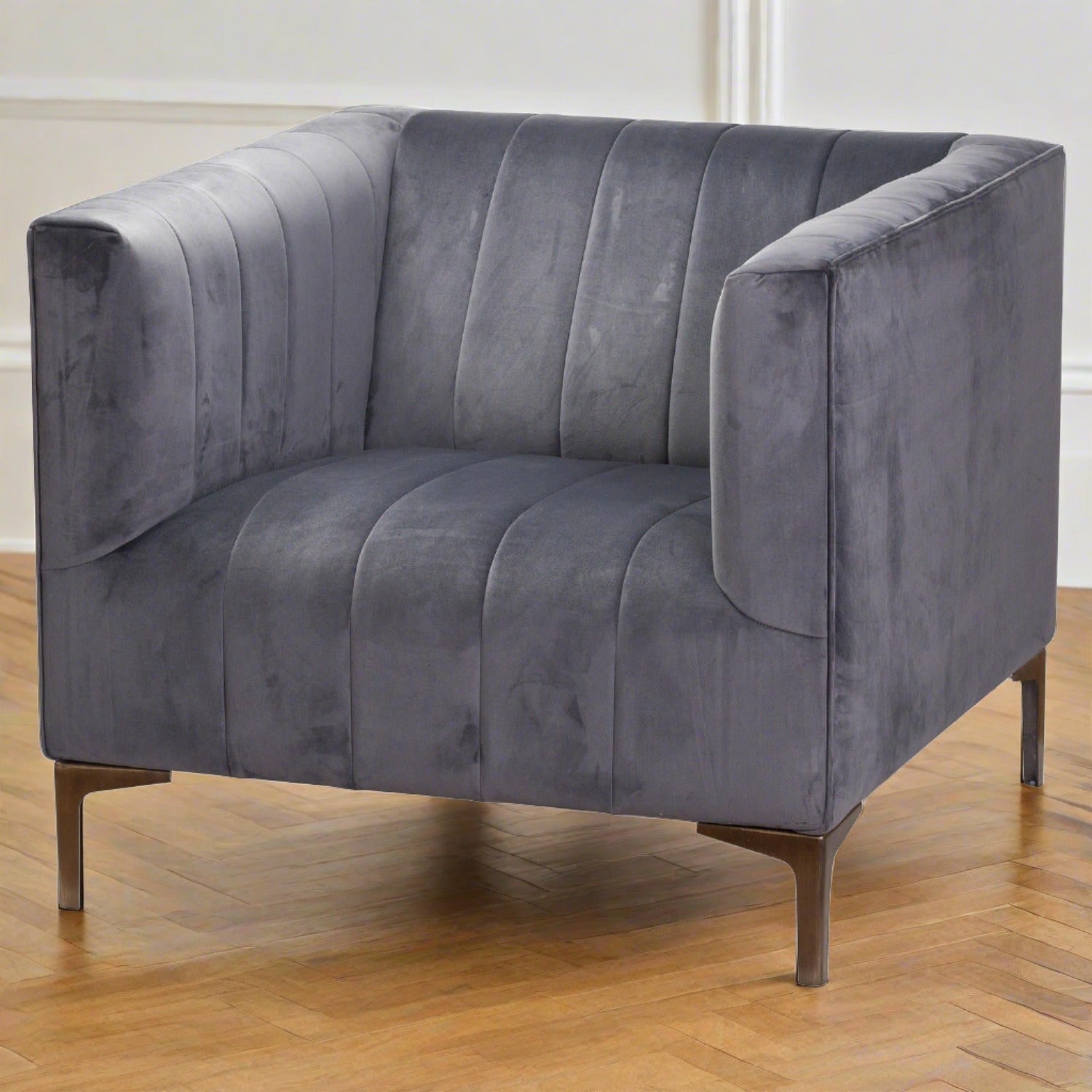 Mayfair Armchair, Grey Velvet