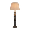 Botero Column Table Lamp, Grey Washed Wood & Linen