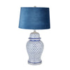 Load image into Gallery viewer, Brielle Table Lamp, Royal Blue &amp; White, Ceramic &amp; Velvet