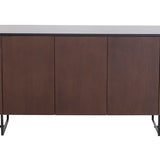Dante Sideboard Cabinet, Dark Wood Veneer & Glass Top