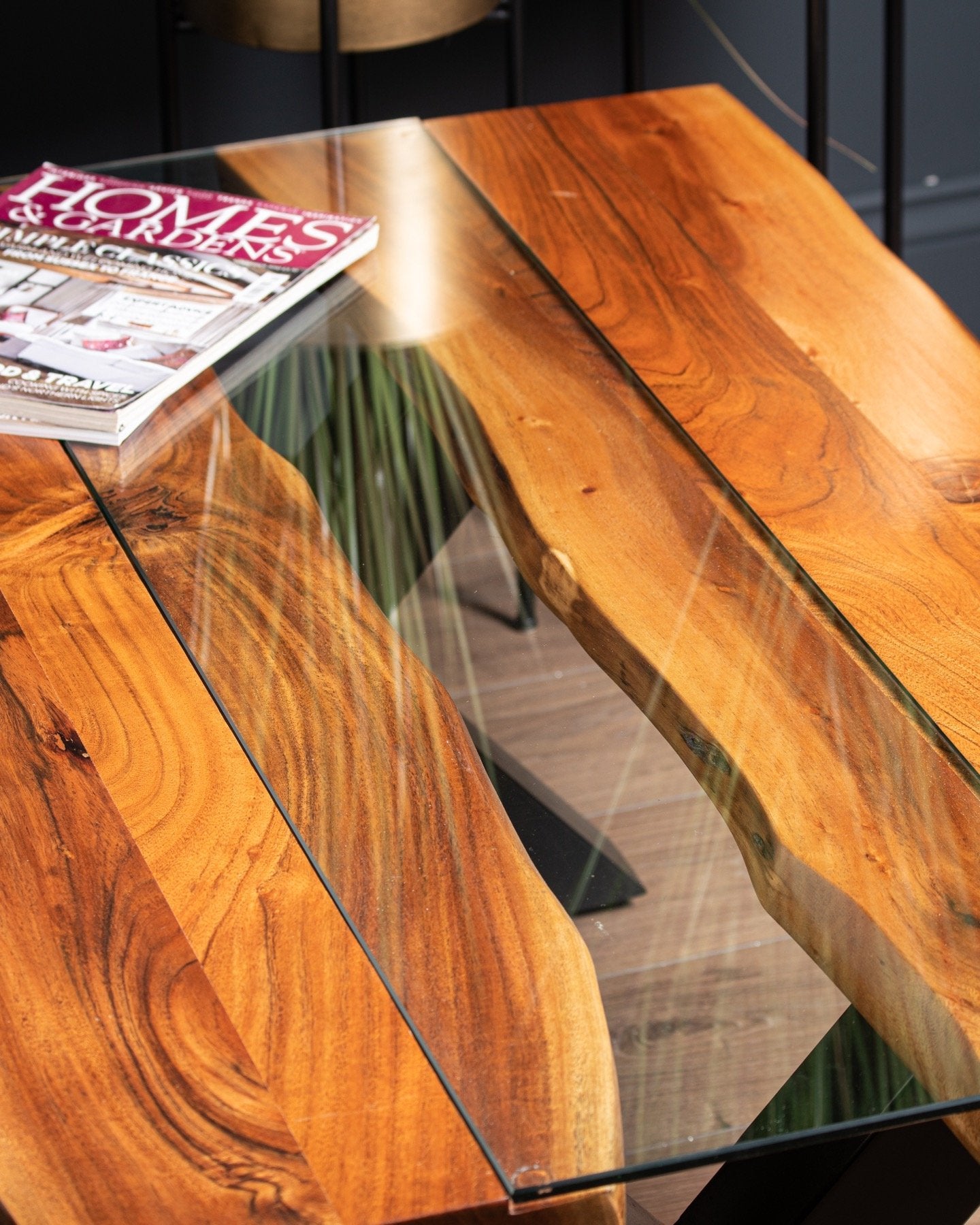 Nature's Stream Coffee Table, Acacia Wood & Toughened Glass