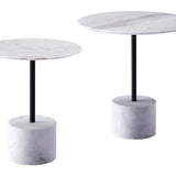 Niven Side Table (Set of 2), Natural Marble & Black Steel