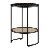 Terran Side Table, Black Marble & Tempered Glass