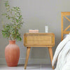Harlow Bedside Table, Natural Woven Rattan - Broxle
