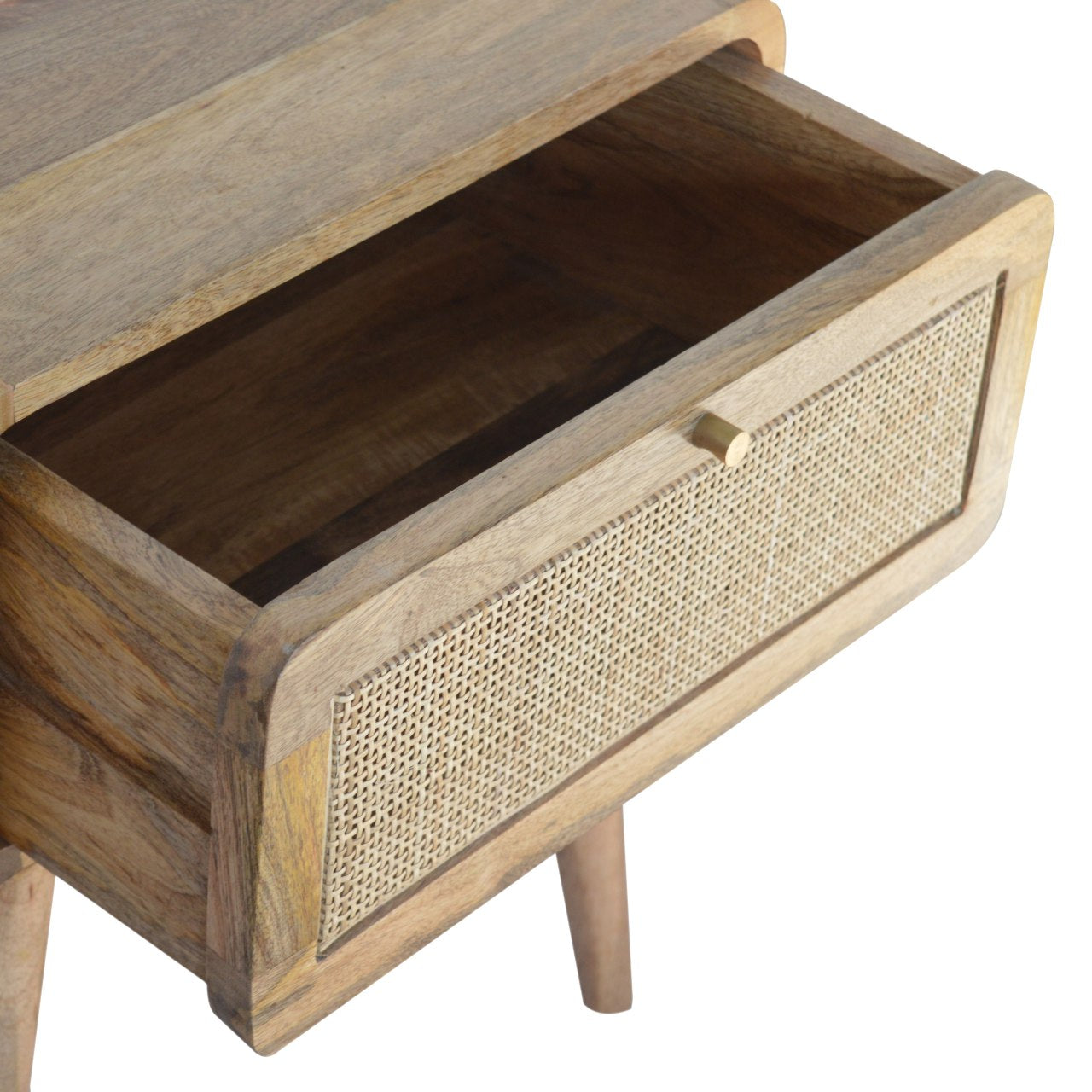 Harlow Bedside Table, Natural Woven Rattan - Broxle