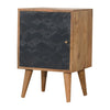 Piya Acadia Bedside Table, Hand-Carved Cube Oak & Navy