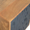 Piya Acadia Bedside Table, Hand-Carved Cube Oak & Navy