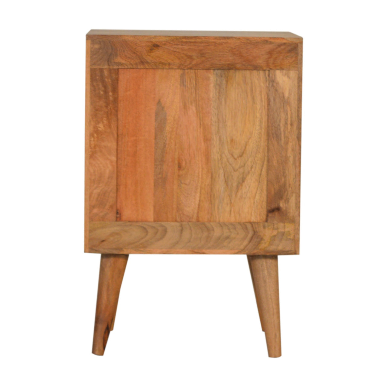 Piya Acadia Bedside Table, Hand-Carved Cube Oak & Navy