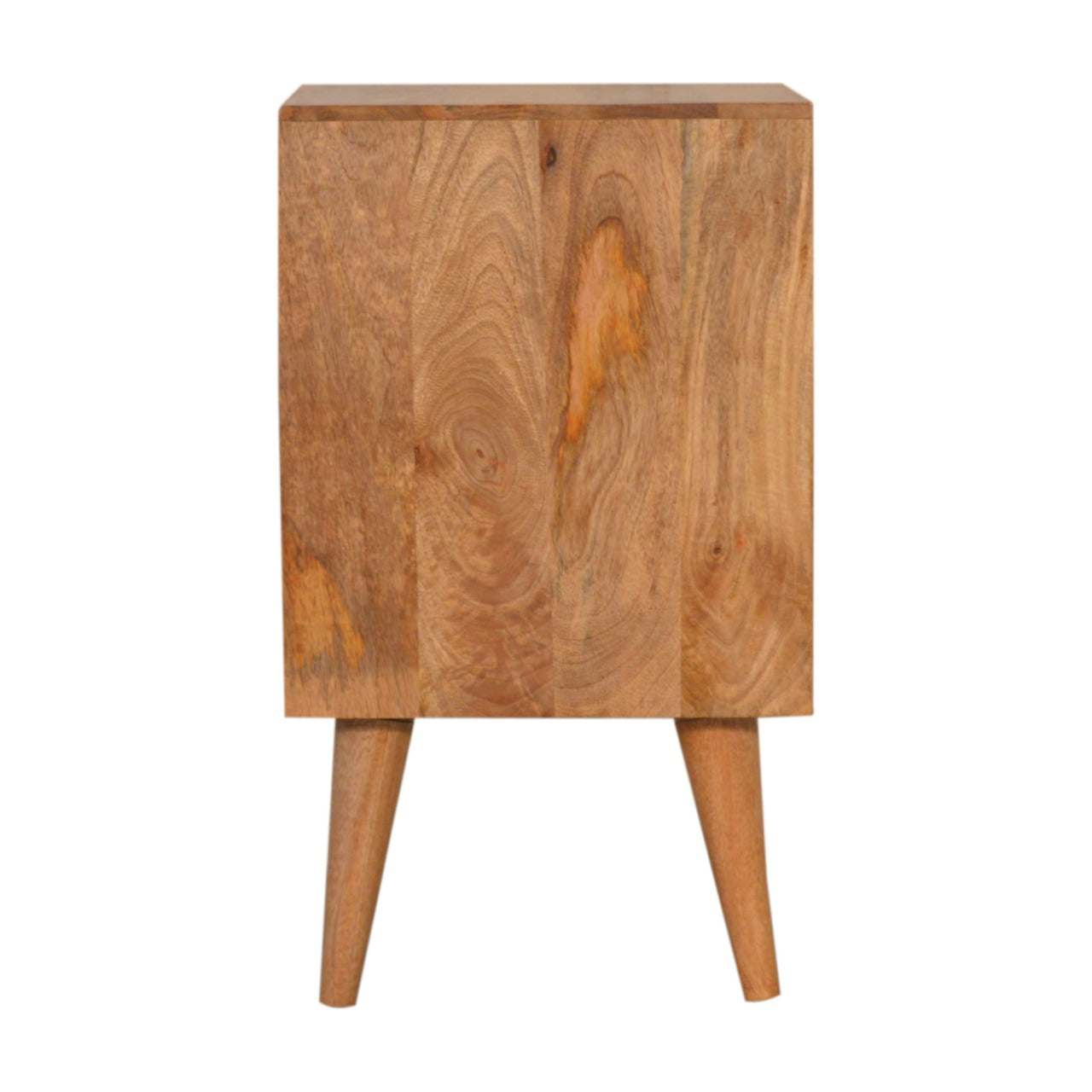 Nova Scotia Bedside Table, Hand-Carved Cube Oak & Teal - Broxle