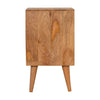 Load image into Gallery viewer, Nova Scotia Bedside Table, Hand-Carved Cube Oak &amp; Teal - Broxle