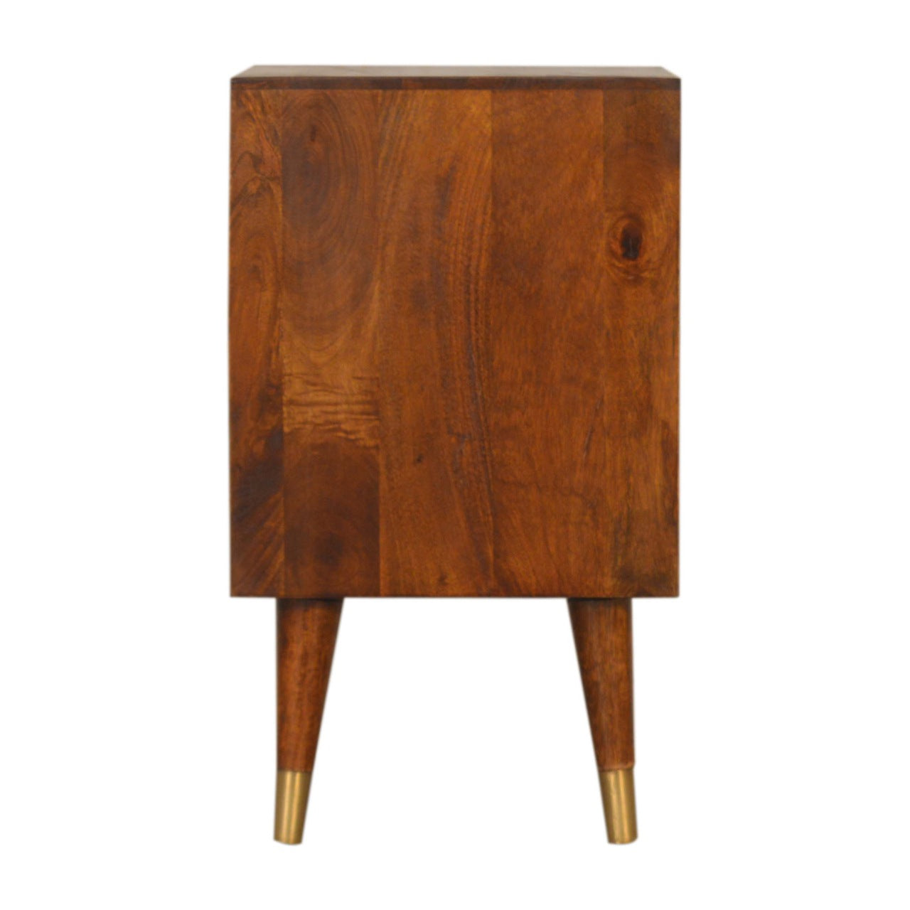 Malani Bedside Table, Solid Chestnut & Gold Brass Inlay - Broxle