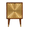 Malani Bedside Table, Solid Chestnut & Gold Brass Inlay - Broxle