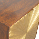 Malani Cabinet, Solid Chestnut & Gold Brass Inlay