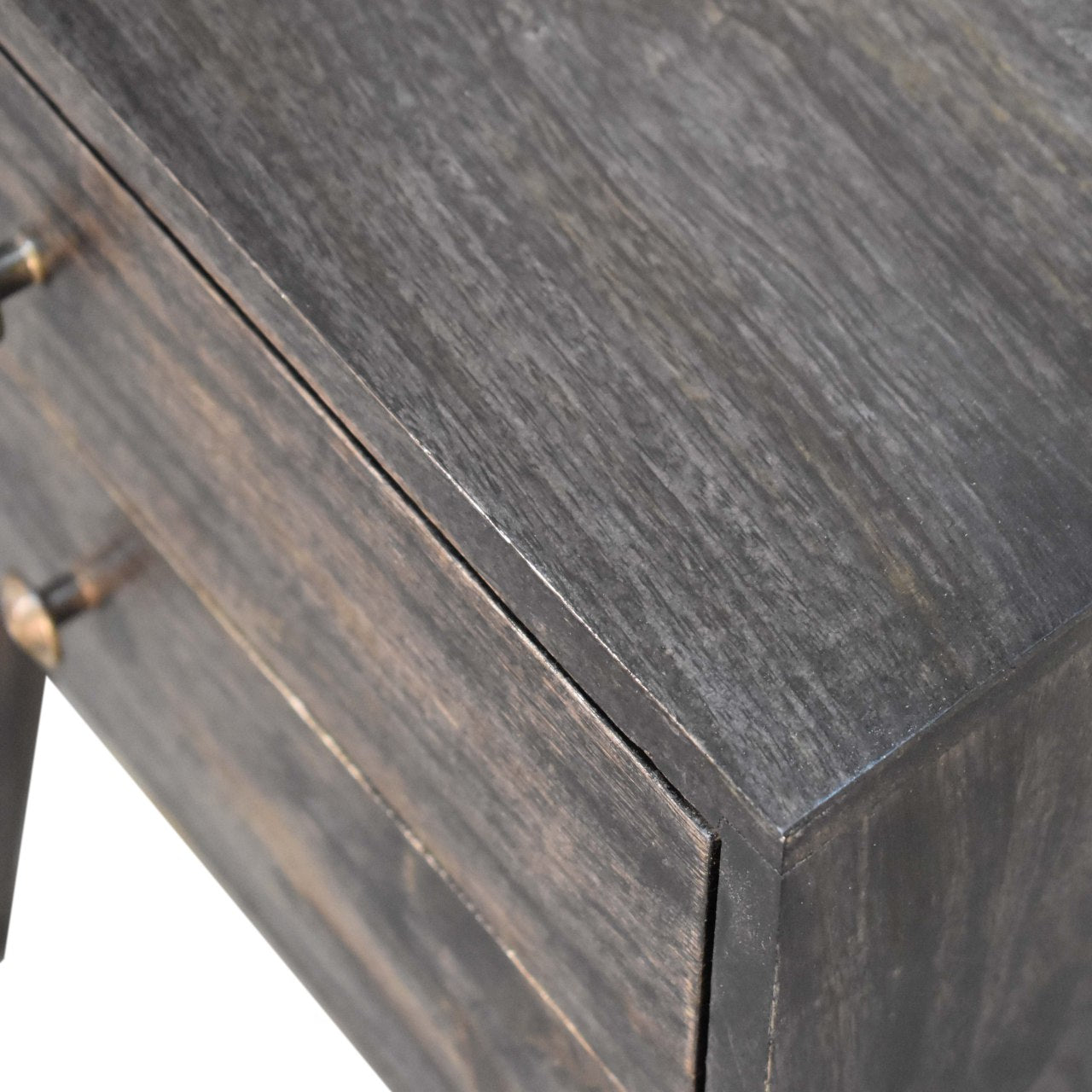 Aldine Bedside Table, Modern Ash Black Mango Wood - Broxle
