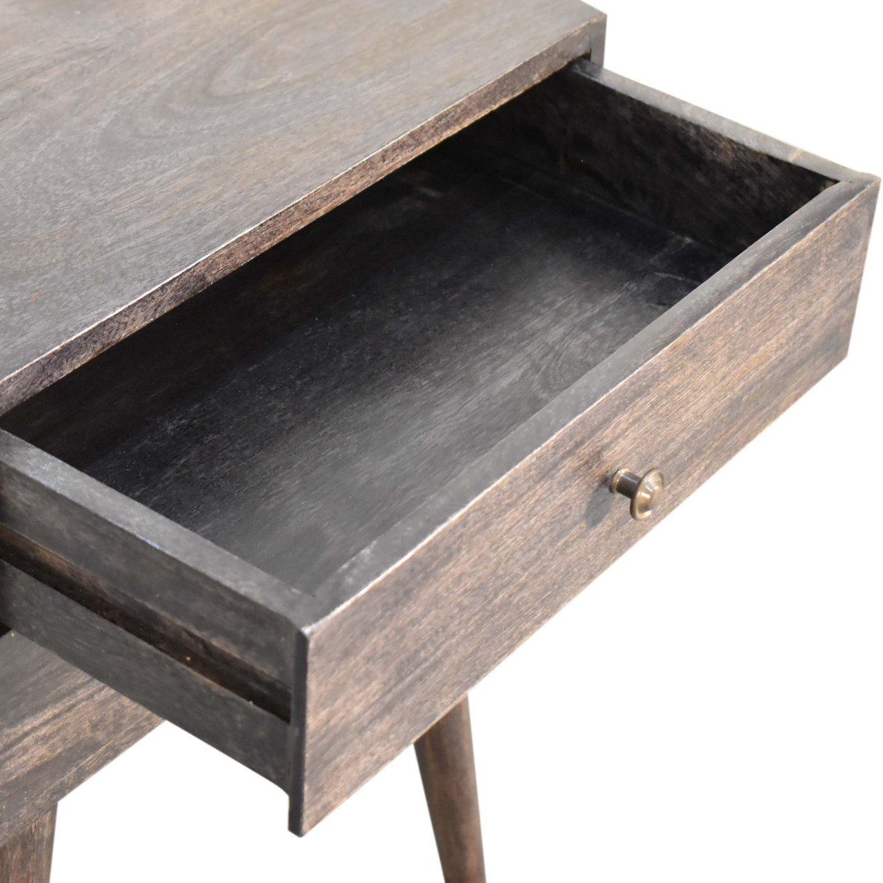 Aldine Bedside Table, Modern Ash Black Mango Wood - Broxle