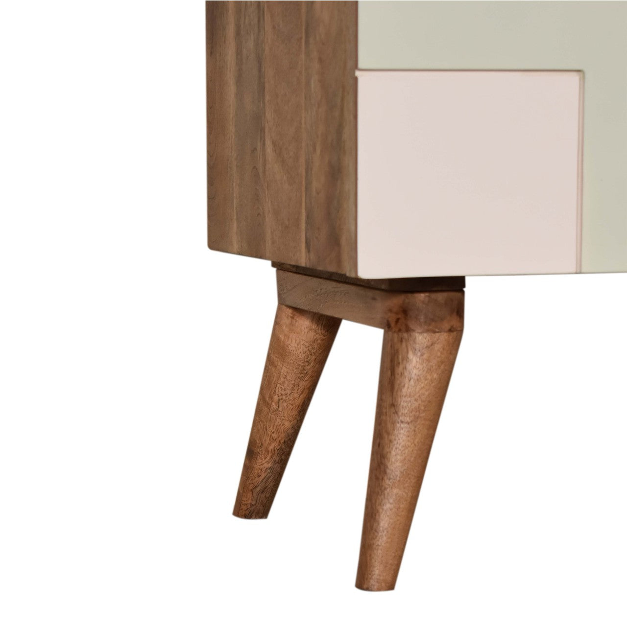 Montcalm Bedside Table, Mango Wood & 3 Green Brown Painted - Broxle