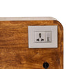 Apsel Bedside Table, Curved Chestnut Wood & Cable Access - Broxle
