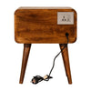 Load image into Gallery viewer, Apsel Bedside Table, Curved Chestnut Wood &amp; Cable Access - Broxle