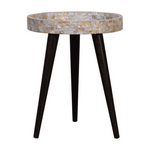 Shell Side Table, Walnut & Shell Inlay Mosaic - Broxle