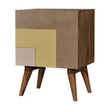 Montcalm Bedside Table, Mango Wood & 3 Shades Yellow Painted - Broxle