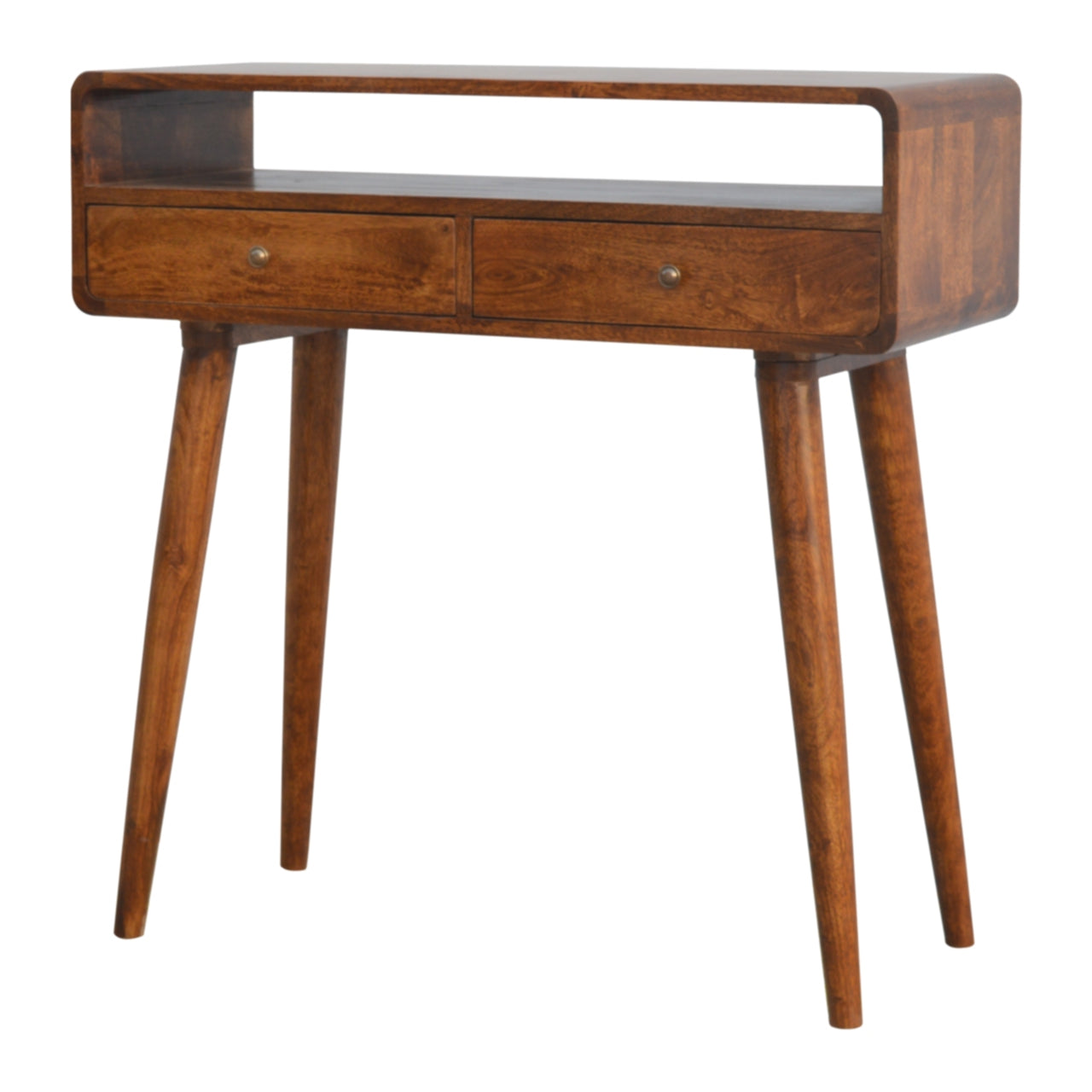 Apsel Console Table, Wooden Curved Chestnut - Broxle