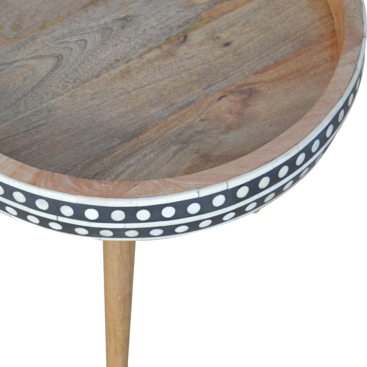 Rodas Side Table, Oak & Bone Inlay Large - Broxle