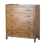 Architect Tall Chest of Drawers, 5 Drawer Pine Chest - Broxle