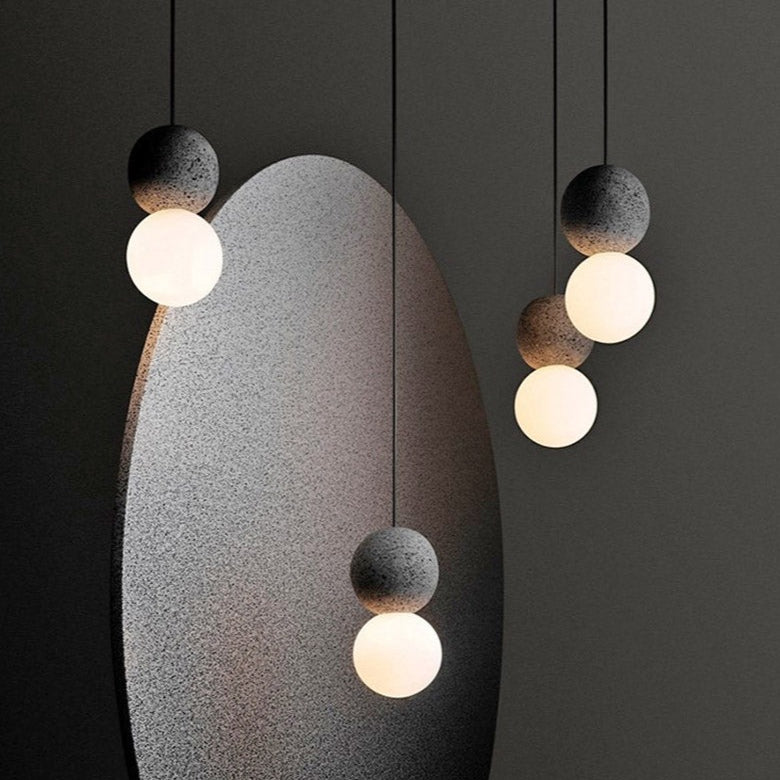 Eva - Modern Cement Glass Stone Pendant Lights - Broxle