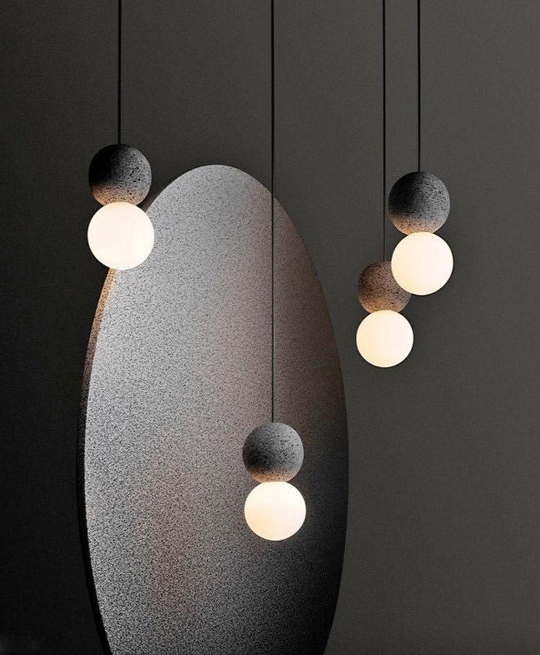 Eva - Modern Cement Glass Stone Pendant Lights - Broxle