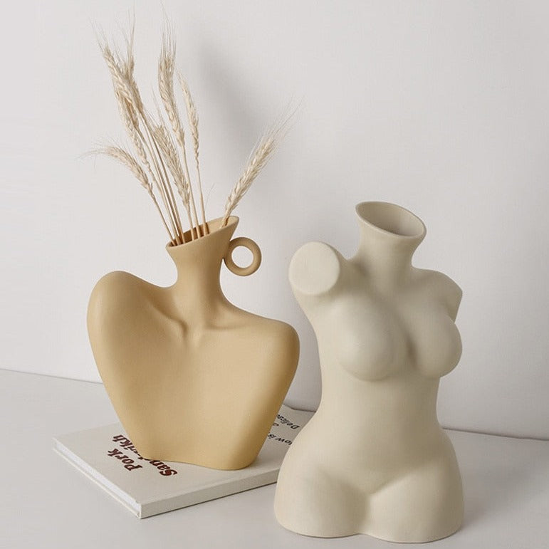 Ludus Sculptured Ceramic Abstract Body Vase - Broxle