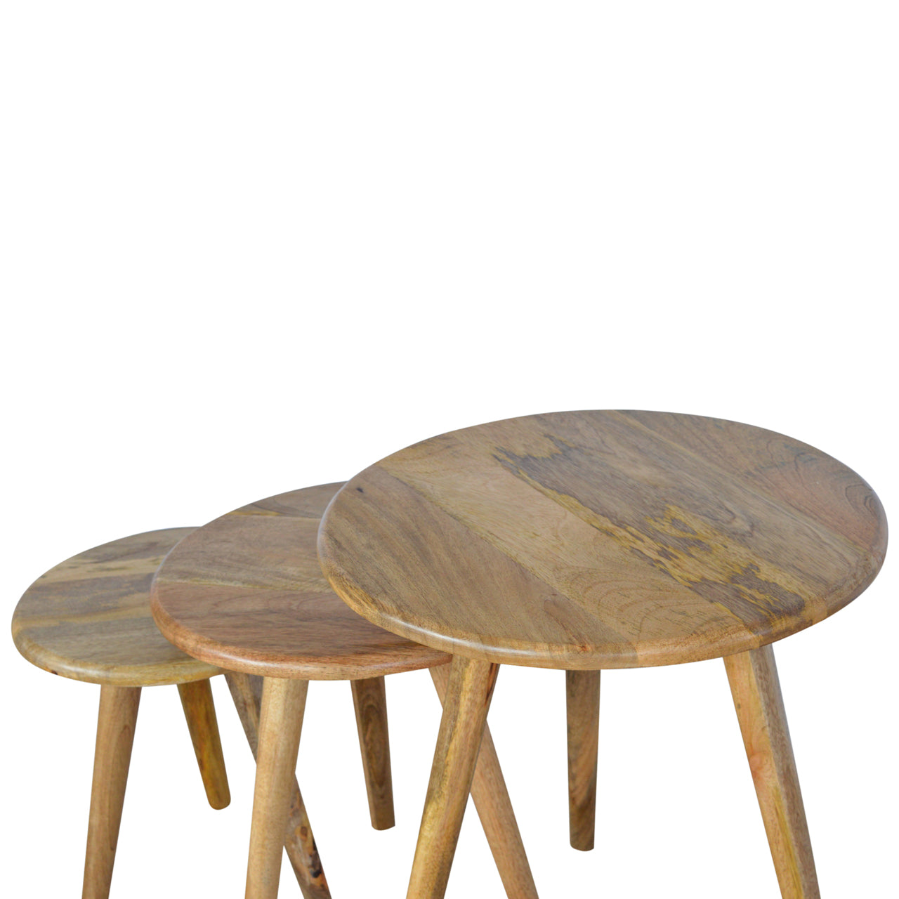 Aspel Set of 3 Side Tables, Nordic Solid Oak - Broxle