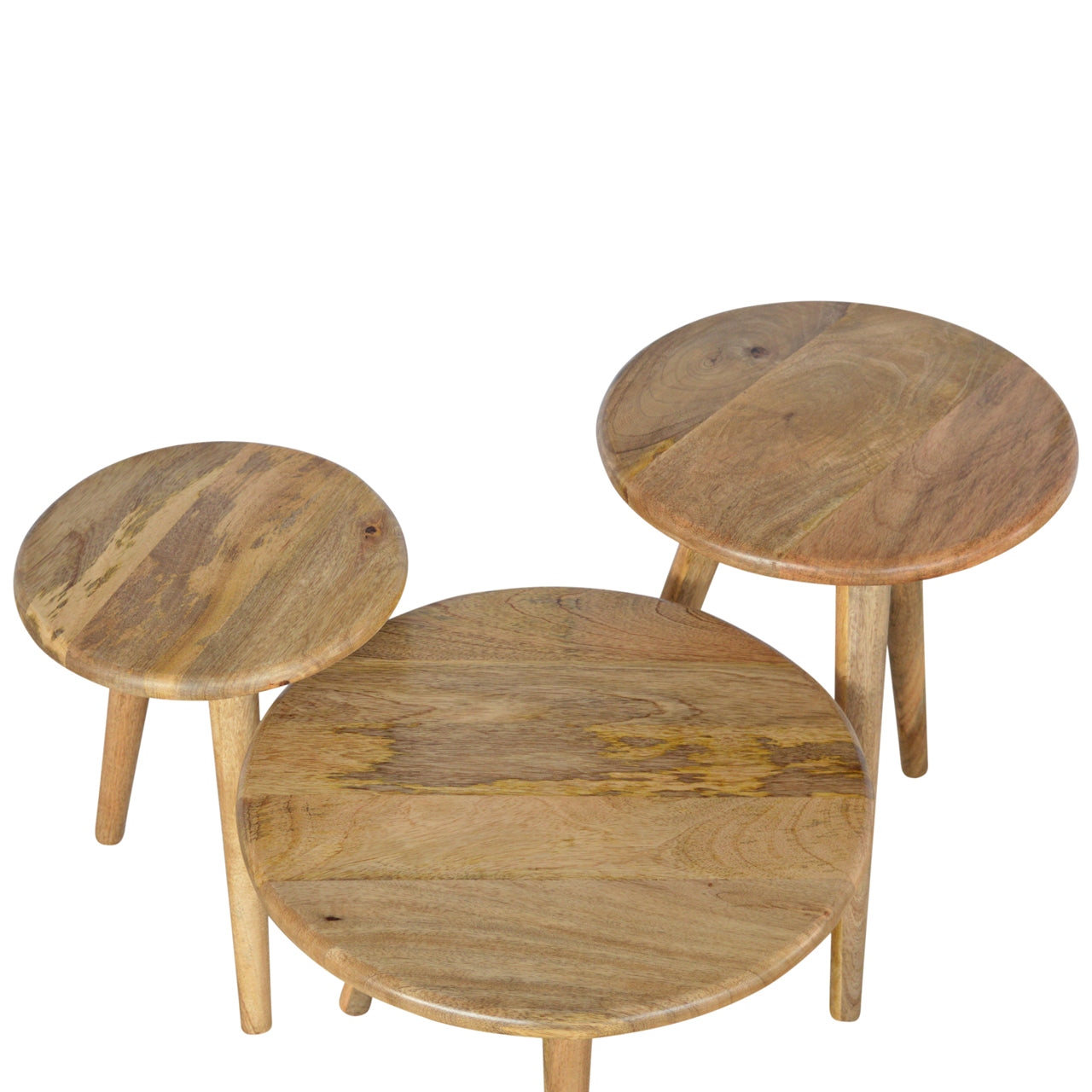 Aspel Set of 3 Side Tables, Nordic Solid Oak - Broxle