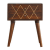 Arne Bedside Table, Chestnut & Geometric Brass Inlay - Broxle