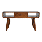 Apsel Coffee Table, Curved Chestnut - Broxle