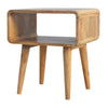 Apsel Bedside Table, Curved Open Oak - Broxle