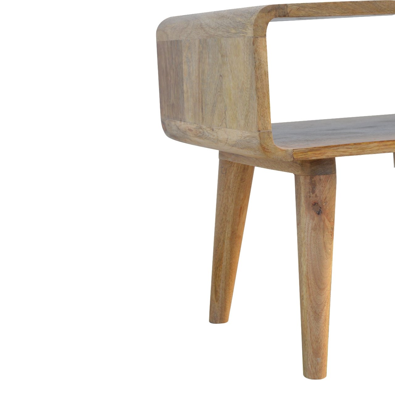 Apsel Bedside Table, Curved Open Oak - Broxle